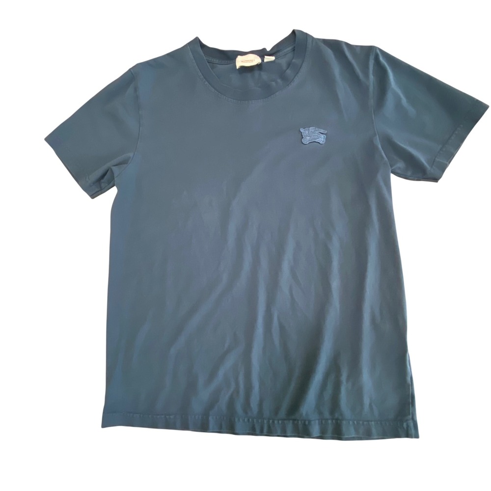 Burberry London England Mens Slate Blue Embroidered‎ Logo Cotton T-Shirt Small